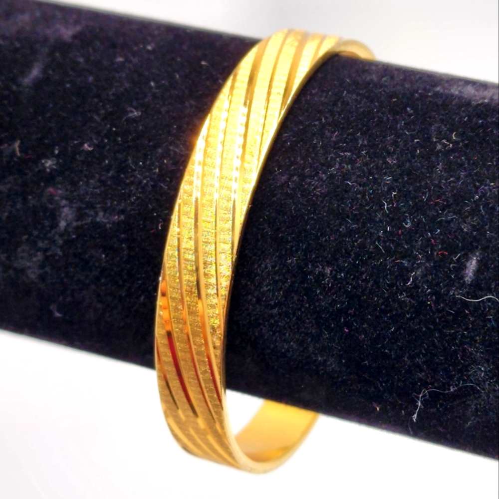 90's Monet Bangle Gold Tone Bracelet Textured Designer Statement Fashion Costume